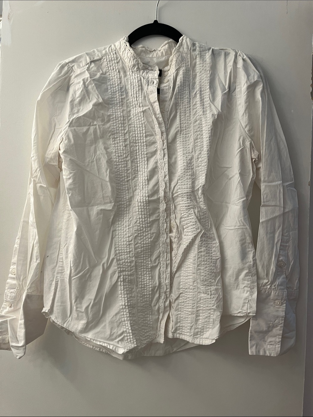 J. Crew 100% Cotton White Button-Down Pintuck Blouse